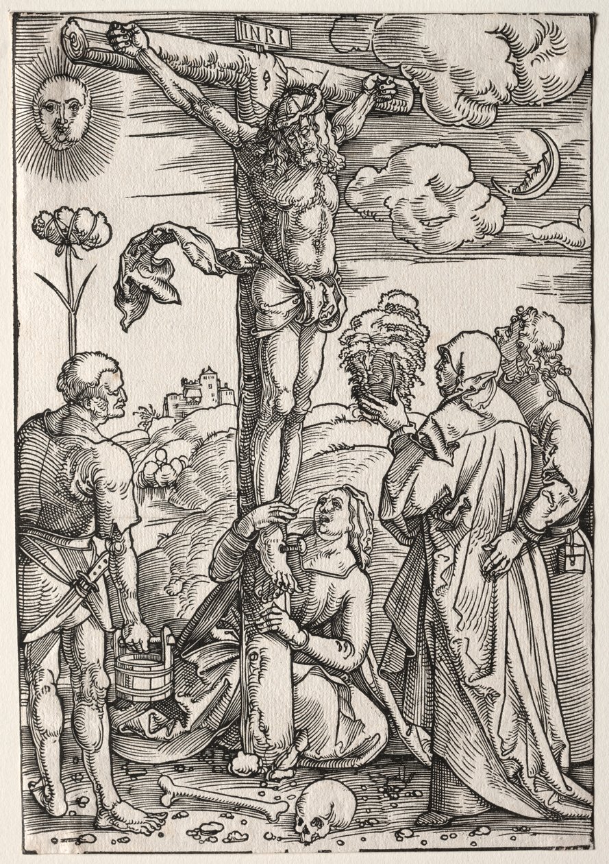 Kristus på korset med Maria, Sankt Johannes, Maria Magdalena og Sankt Stefan af Hans Baldung