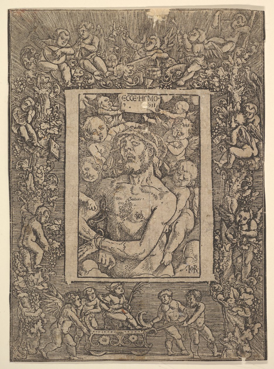Ecce Homo med ornamental kant, der viser Bacchus