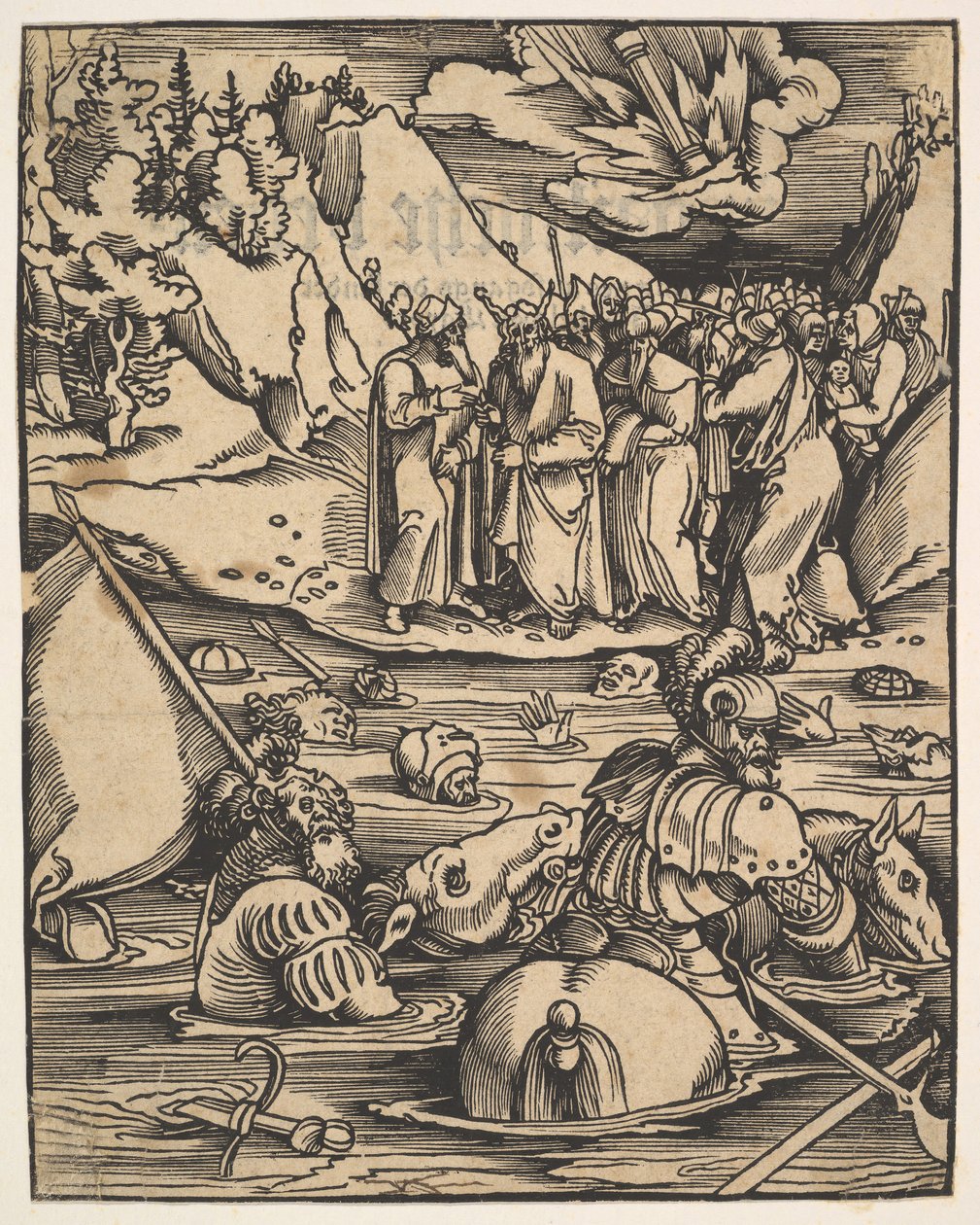 Egypterne krydser Det Røde Hav, fra Das Buch Granatapfel, 1511. af Hans Baldung