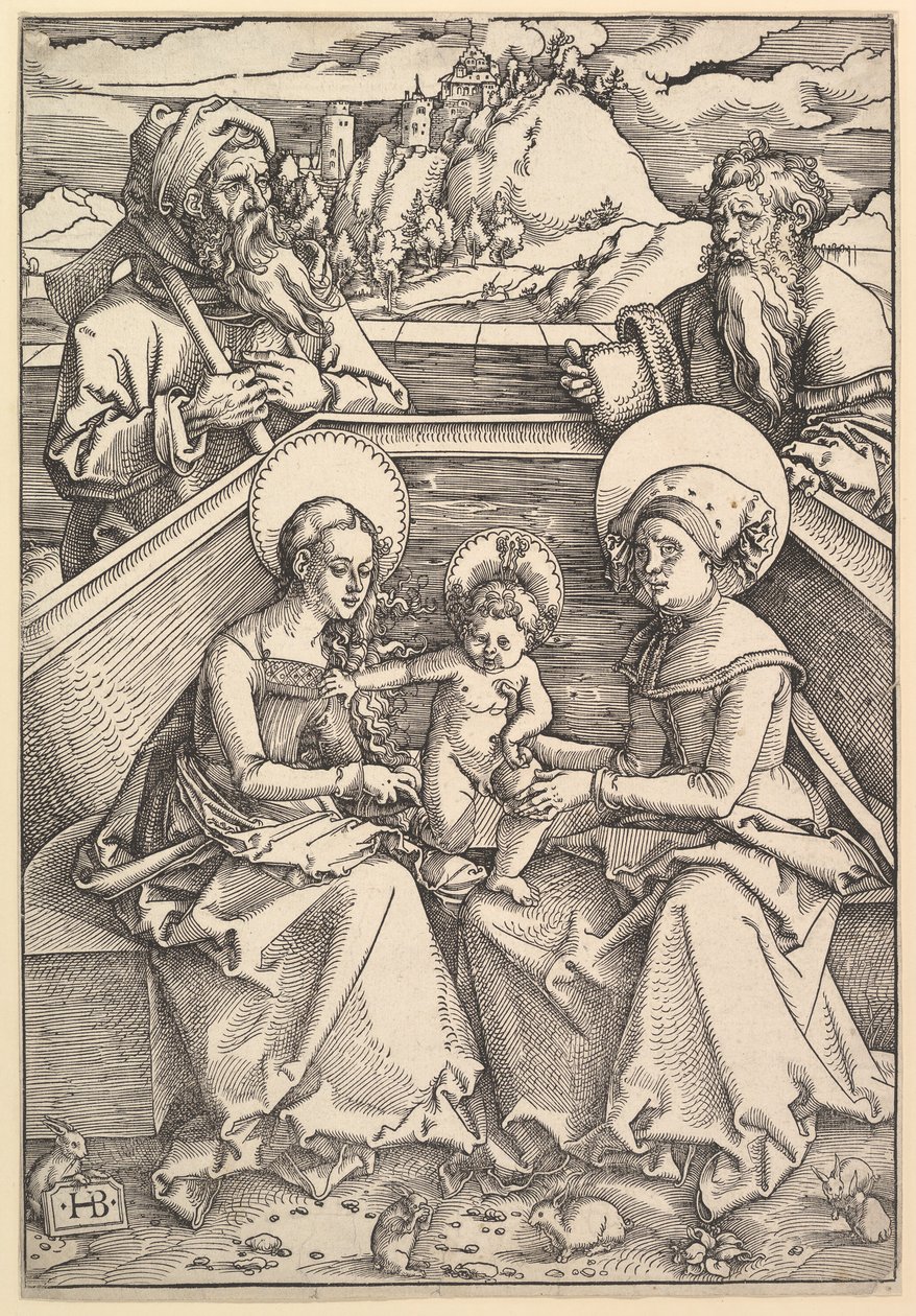 Den hellige familie med Sankt Anna og Sankt Joachim. af Hans Baldung