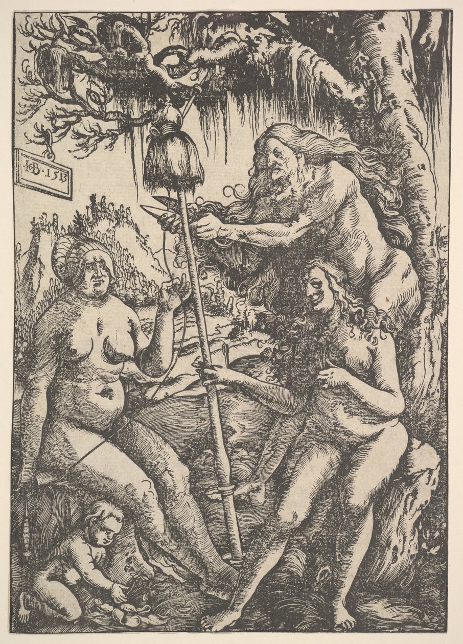De tre skæbner: Lachesis, Atropos og Klotho, 1513. af Hans Baldung
