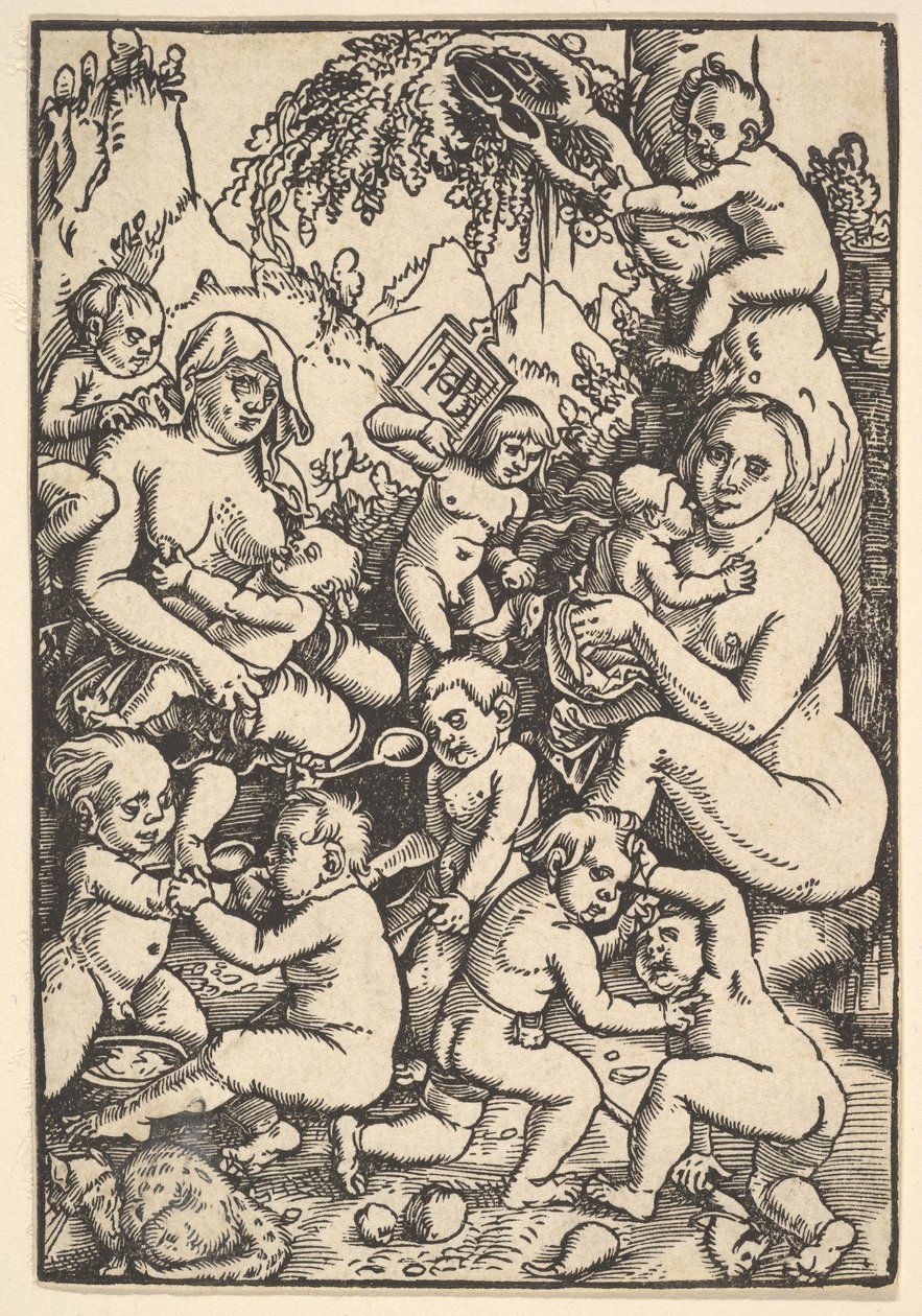 To mødre med børn Die Kinderaue, ca. 1512. af Hans Baldung