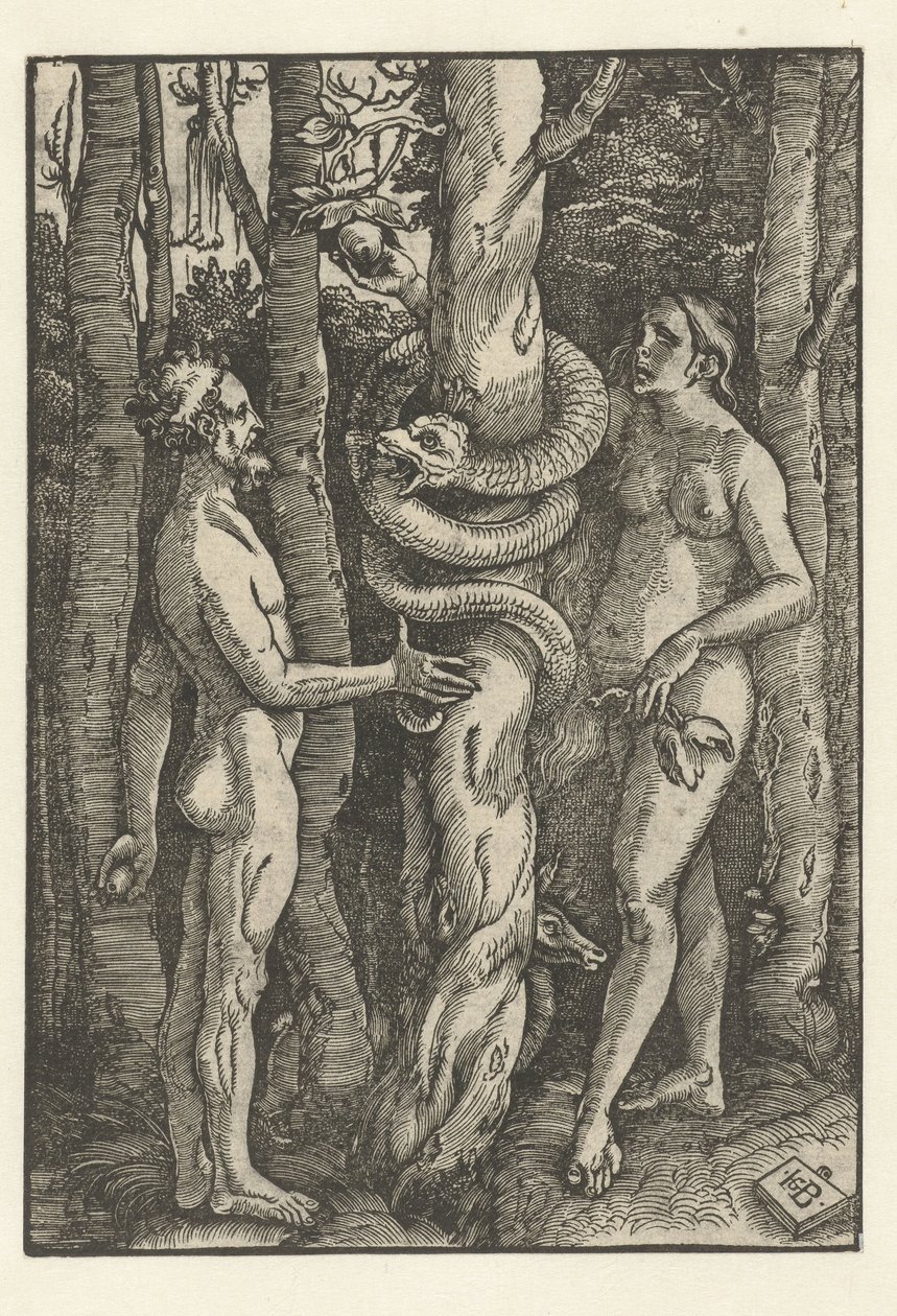 Adam og Eva med slangen Fristelse af Hans Baldung Grien