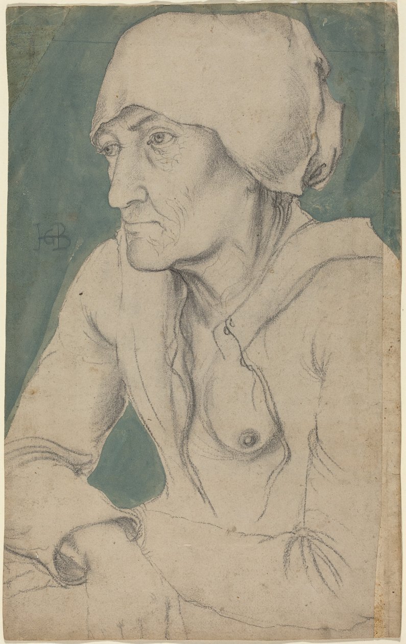 Halvfigur af en gammel kvinde med kyse af Hans Baldung Grien