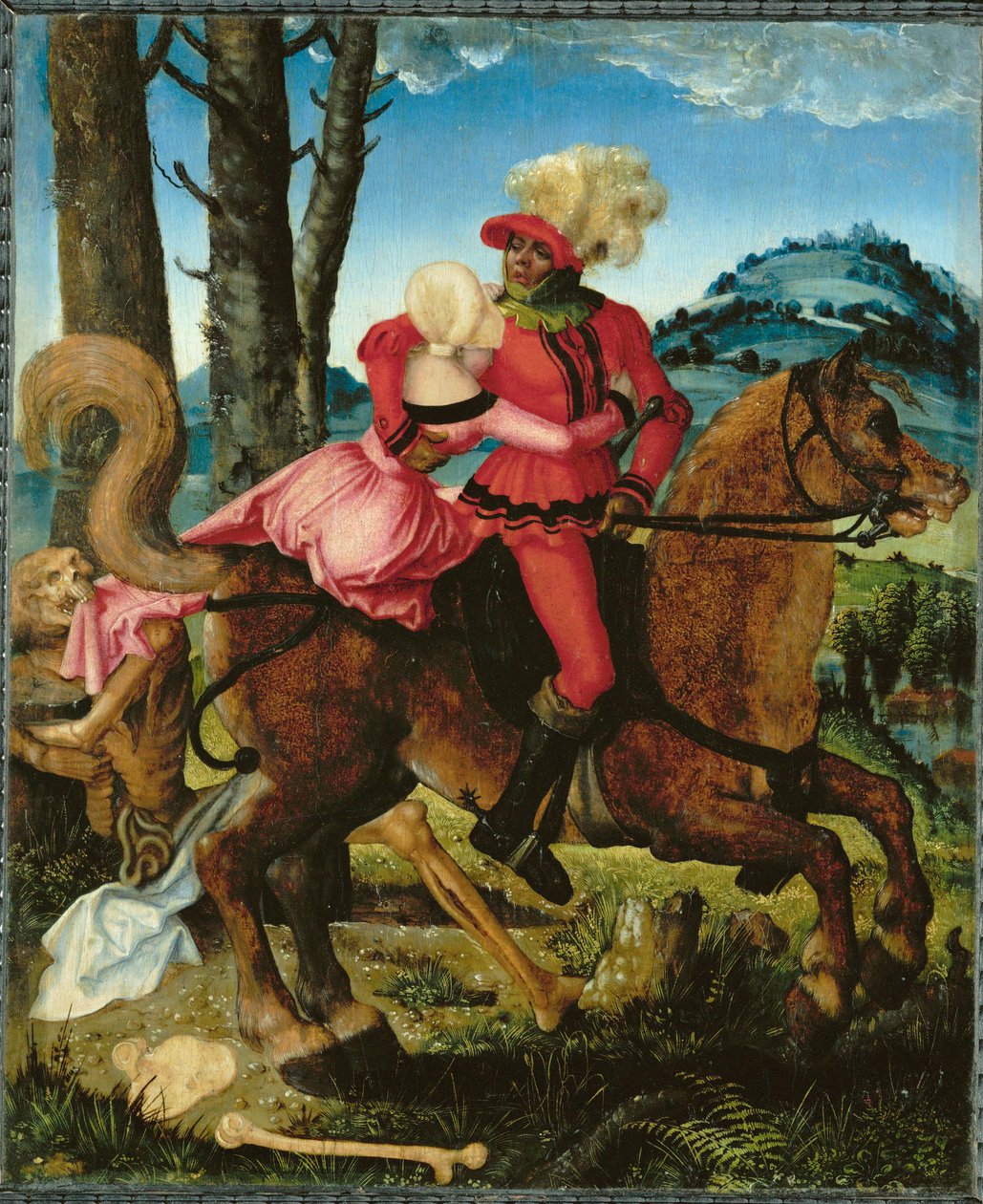 Ridder, jomfru og død (maleri på træ) af Hans Baldung Grien