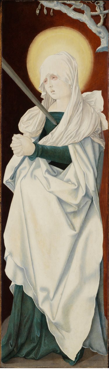 La Vierge des douleurs - Jomfruen af ​​sorger (Mater dolorosa), af Baldung (Baldung Grien), Hans (1484-1545). Olie på træ, ca. 1516. Mål: 152,2x46 cm. Szepmuveszeti Muzeum, Budapest af Hans Baldung Grien