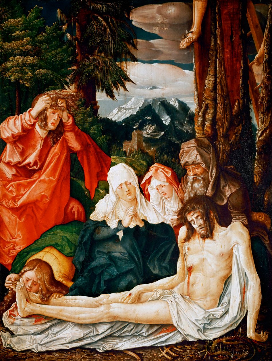 ""Lamentation sur la mort du christ"" (Klagsangen over Kristus) Peinture de Hans Baldung, dit Grien (Baldung Grien)(1484-1545) af Hans Baldung Grien