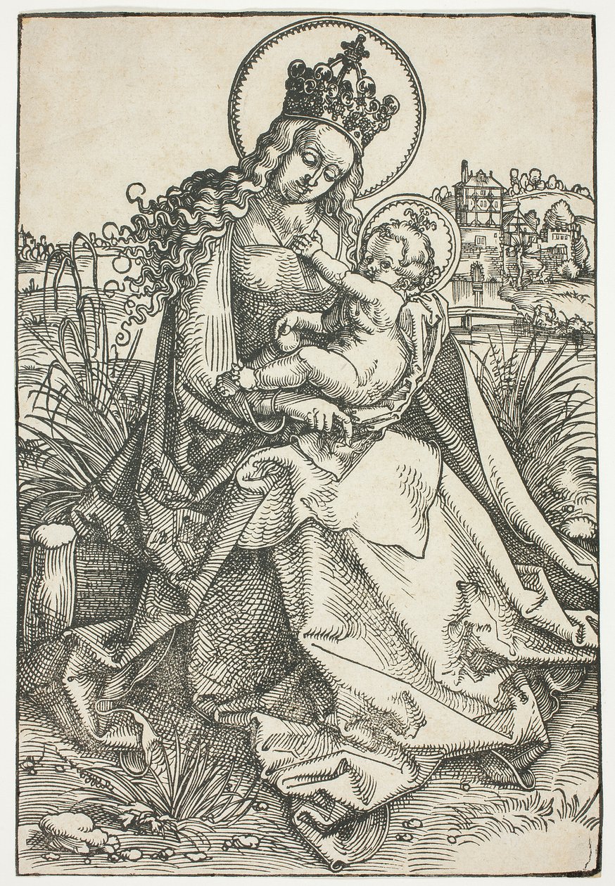Madonna og barn på en græsbænk af Hans Baldung Grien