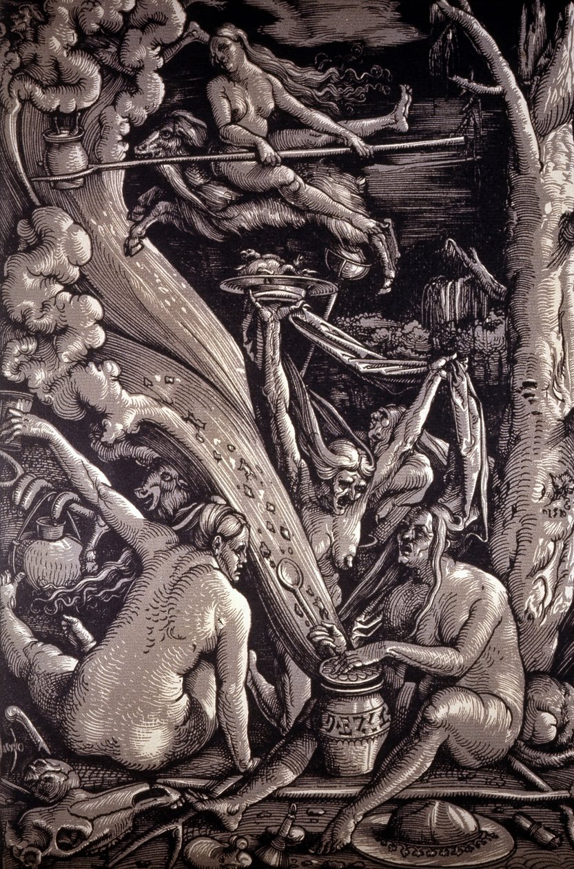 Heksenes sabbat, gravering af Hans Baldung Green, tysk maler, gravør og tegneserietegner (1484-1545). af Hans Baldung Grien
