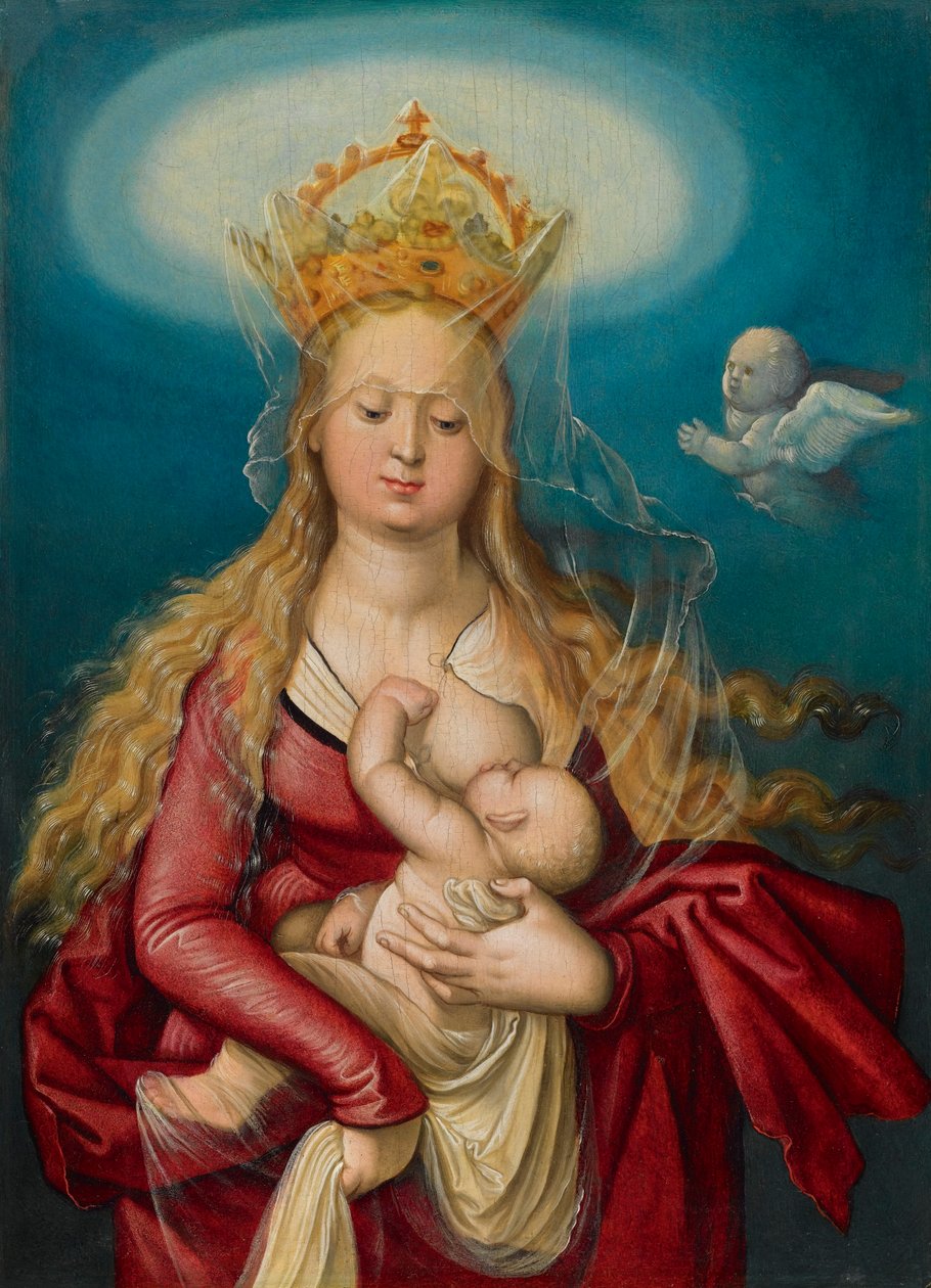 Jomfruen som himlens dronning, der ammer Jesusbarnet af Hans Baldung Grien