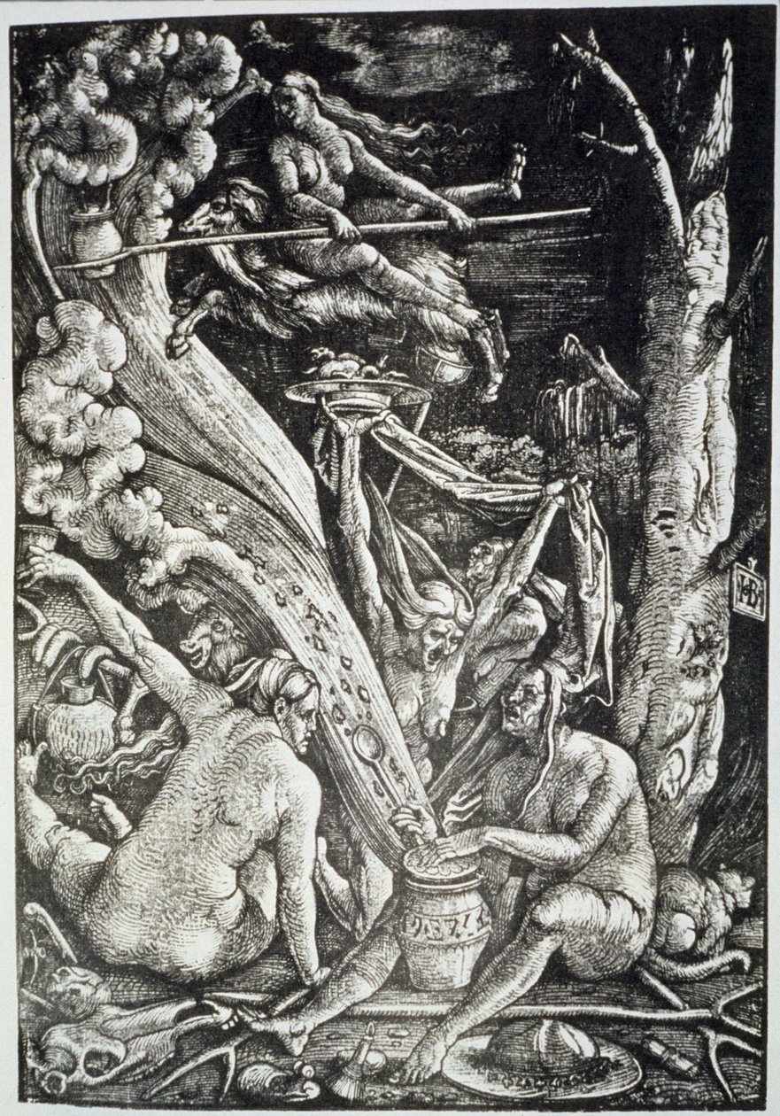 Heksene på sabbatten, efter Hans Baldung Grien, illustreret i en magisk historie udgivet sidst i det 19. århundrede af Hans Baldung Grien