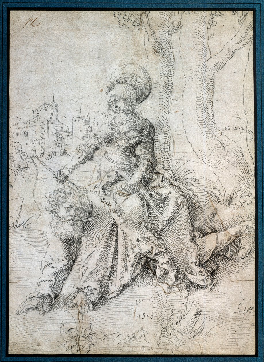 Kvinden, der rider på manden: Phyllis sidder på ryggen af Aristoteles, der går på alle fire. Tegning af Grien Hans Baldung (1484-1545) Ec. Alle. af Hans Baldung Grien