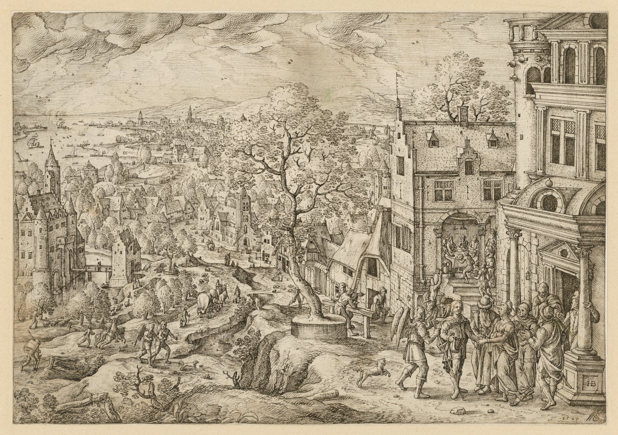 Historien om Tobias i et vidt landskab af Hans Bol
