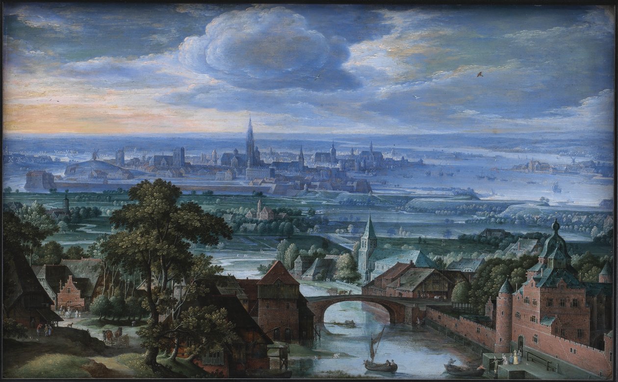 Landskab med udsigt over Antwerpen af Hans Bol