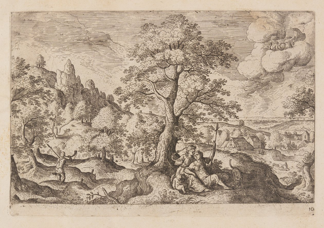 Planche 10, fra Landskaber med scener fra Det Gamle og Det Nye Testamente og Ovids Metamorfoser af Hans Bol