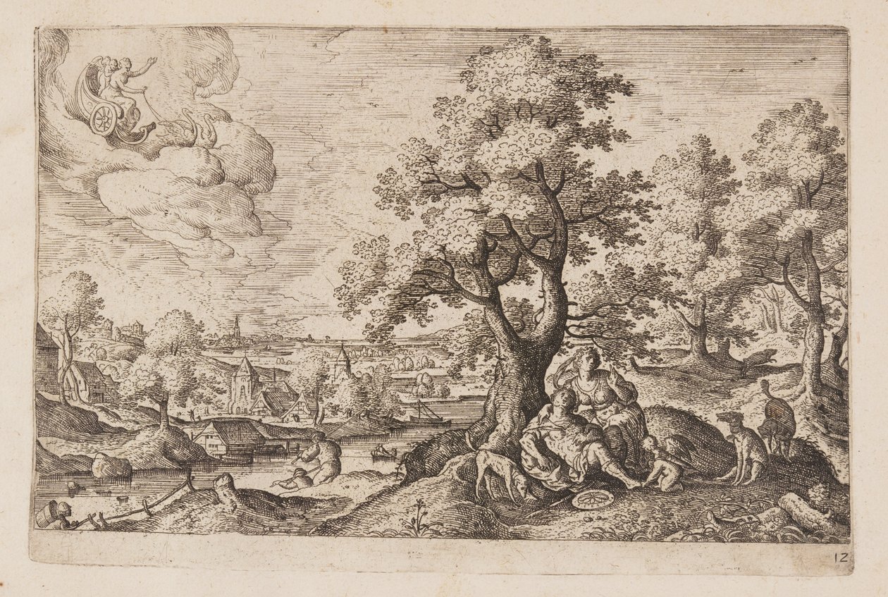 Planche 12, fra Landskaber med scener fra Det Gamle og Det Nye Testamente og Ovids Metamorfoser af Hans Bol