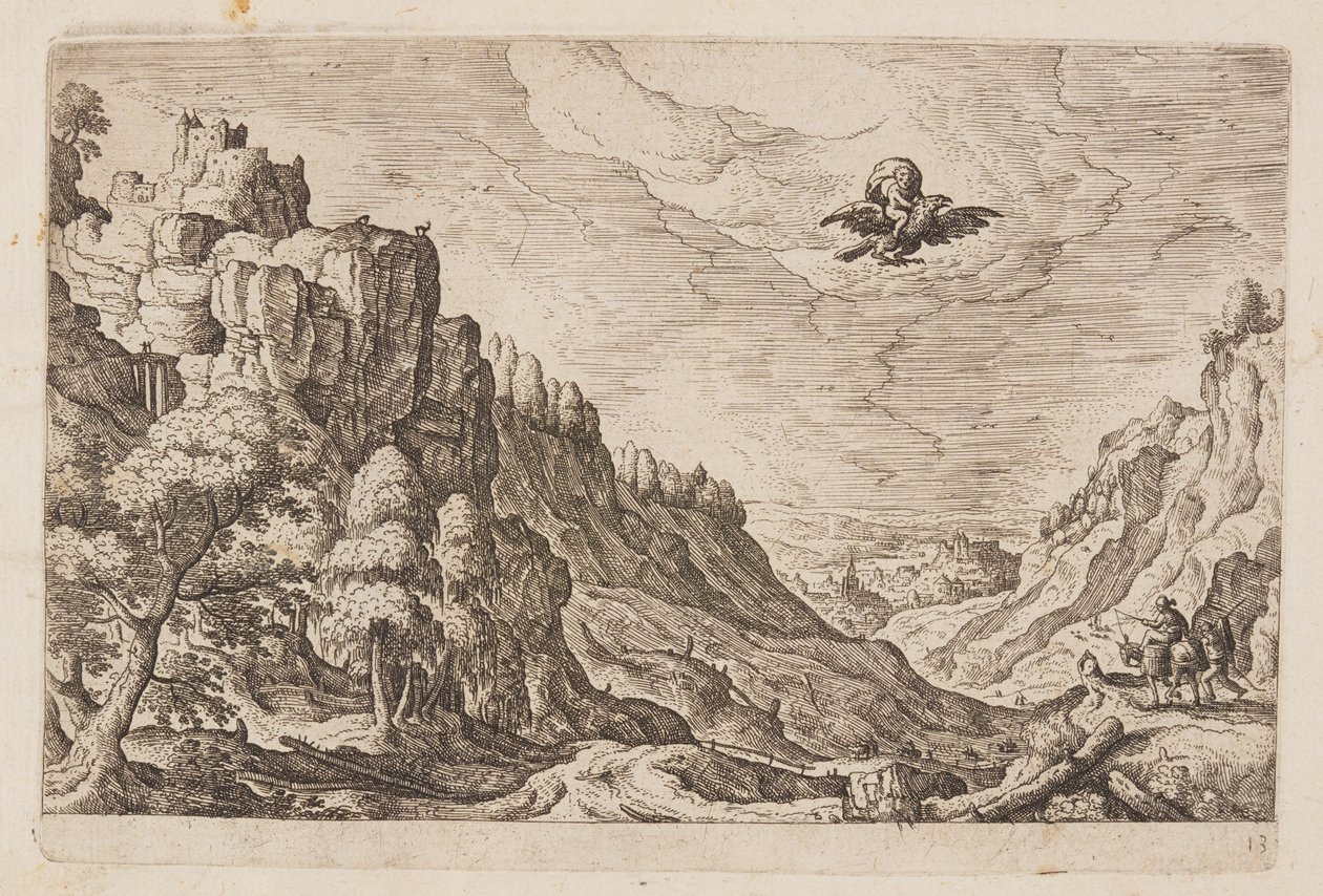 Planche 13, fra Landskaber med scener fra Det Gamle og Det Nye Testamente og Ovids Metamorfoser af Hans Bol
