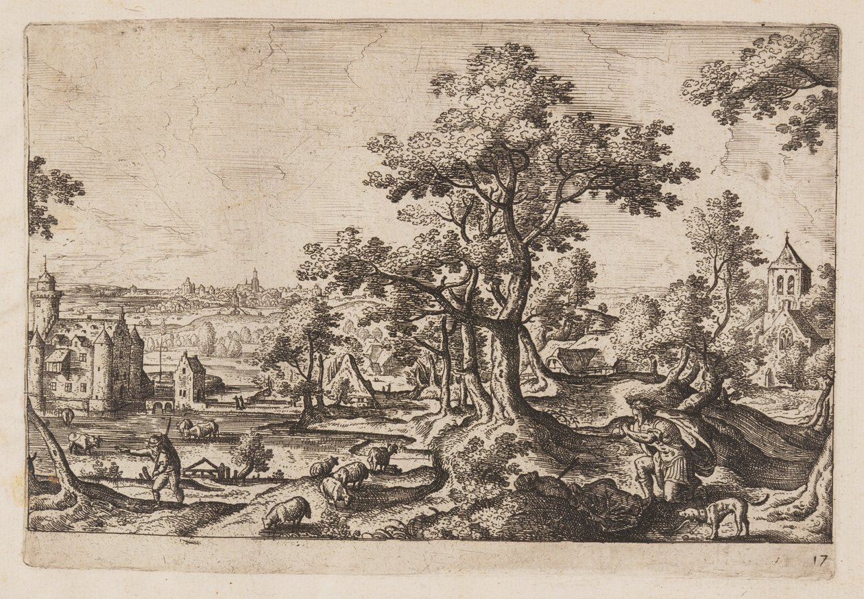 Planche 17, fra Landskaber med scener fra Det Gamle og Det Nye Testamente og Ovids Metamorfoser af Hans Bol