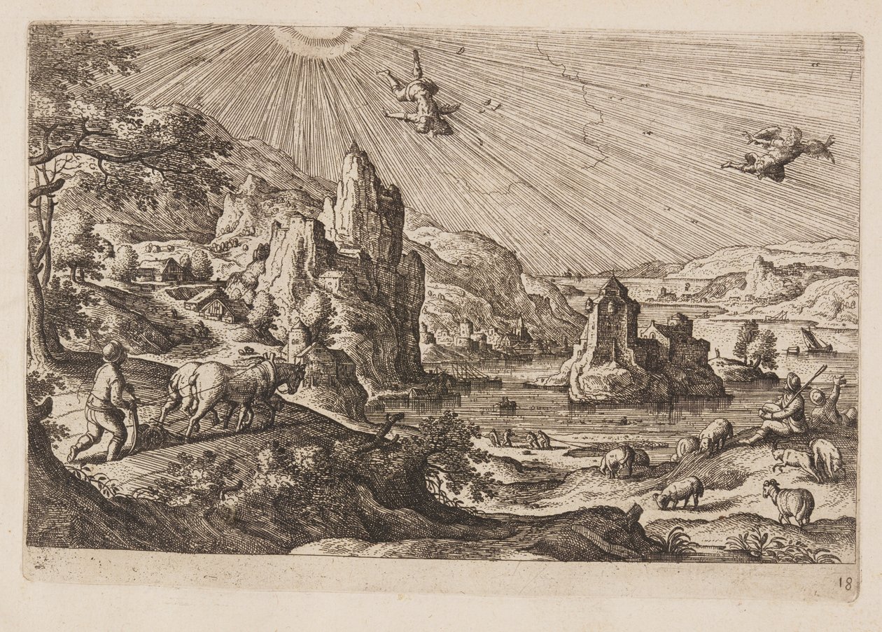 Planche 18, fra Landskaber med scener fra Det Gamle og Det Nye Testamente og Ovids Metamorfoser af Hans Bol
