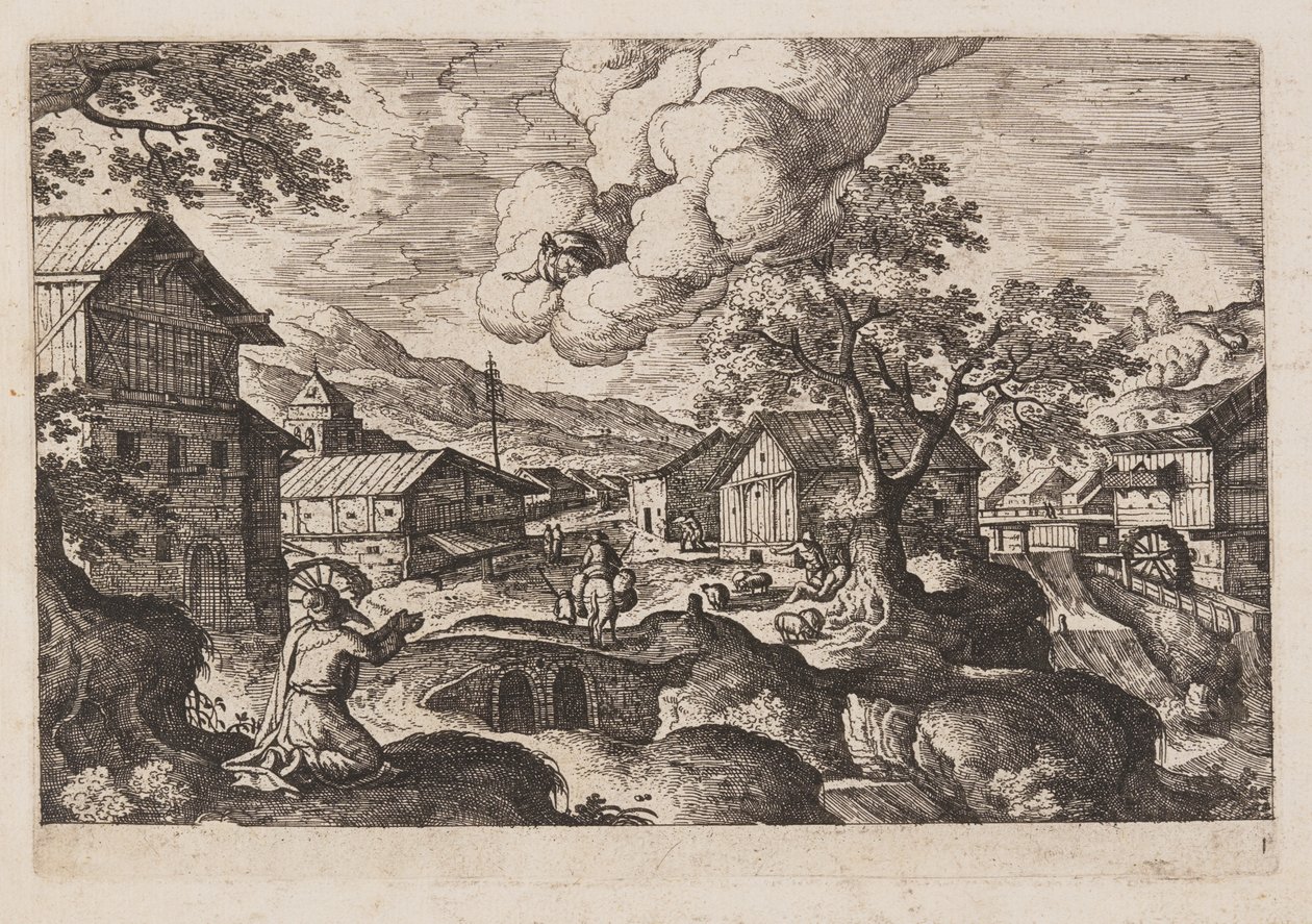 Planche 1, fra Landskaber med scener fra Det Gamle og Det Nye Testamente og Ovids Metamorfoser af Hans Bol