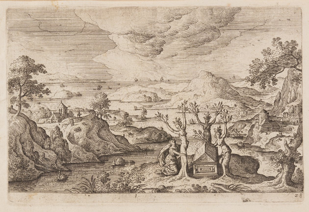 Planche 28, fra Landskaber med scener fra Det Gamle og Det Nye Testamente og Ovids Metamorfoser af Hans Bol
