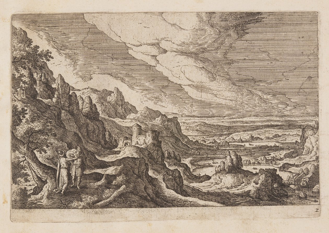 Planche 2, fra Landskaber med scener fra Det Gamle og Det Nye Testamente og Ovids Metamorfoser af Hans Bol
