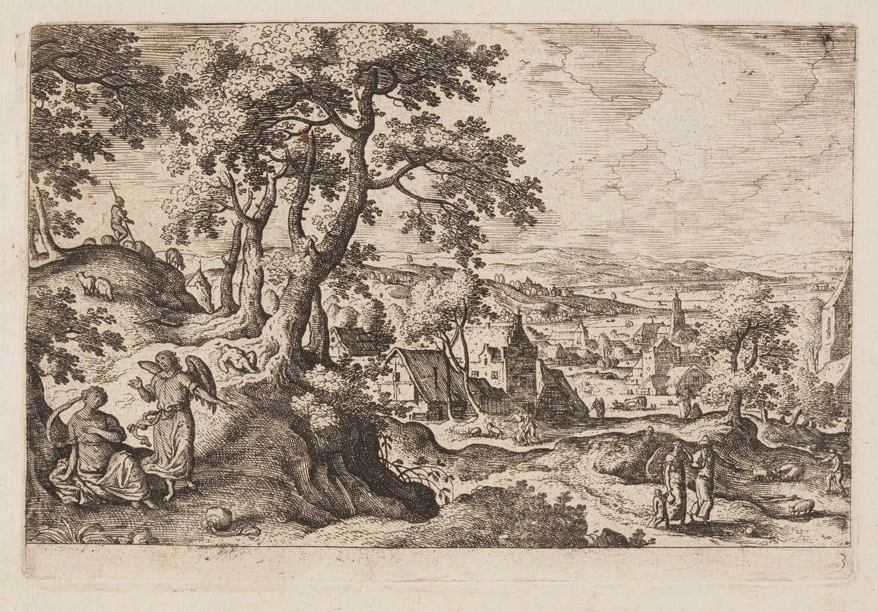 Planche 3, fra Landskaber med scener fra Det Gamle og Det Nye Testamente og Ovids Metamorfoser af Hans Bol