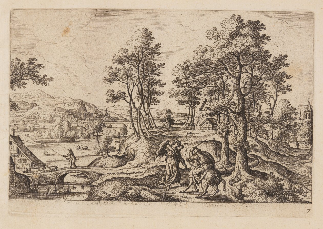 Planche 7, fra Landskaber med scener fra Det Gamle og Det Nye Testamente og Ovids Metamorfoser af Hans Bol