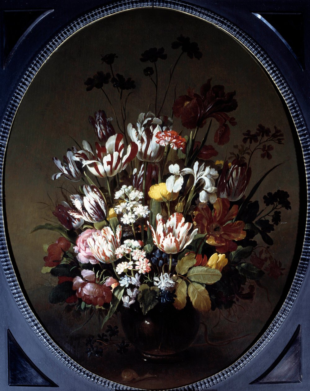 Vase med blomster. Maleri af Hans Bollongier (v.1600-ap. 1644), Ec. Hol. Olie på lærred. Dimension: 0,83 X 0,68m. Chalon-Sur-Saone, Denon Museum af Hans Bollongier