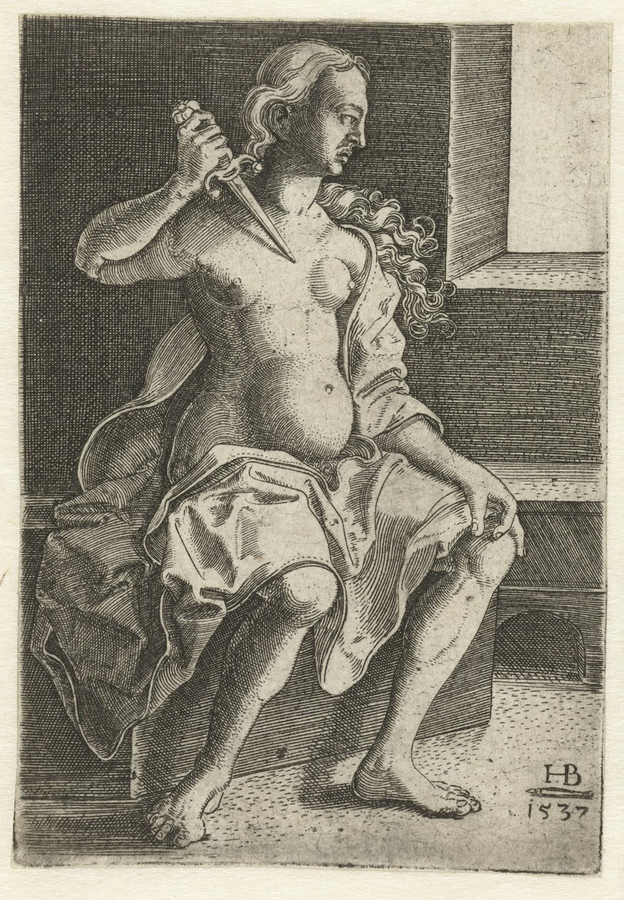 Lucretia stikker en kniv i brystet af Hans Brosamer