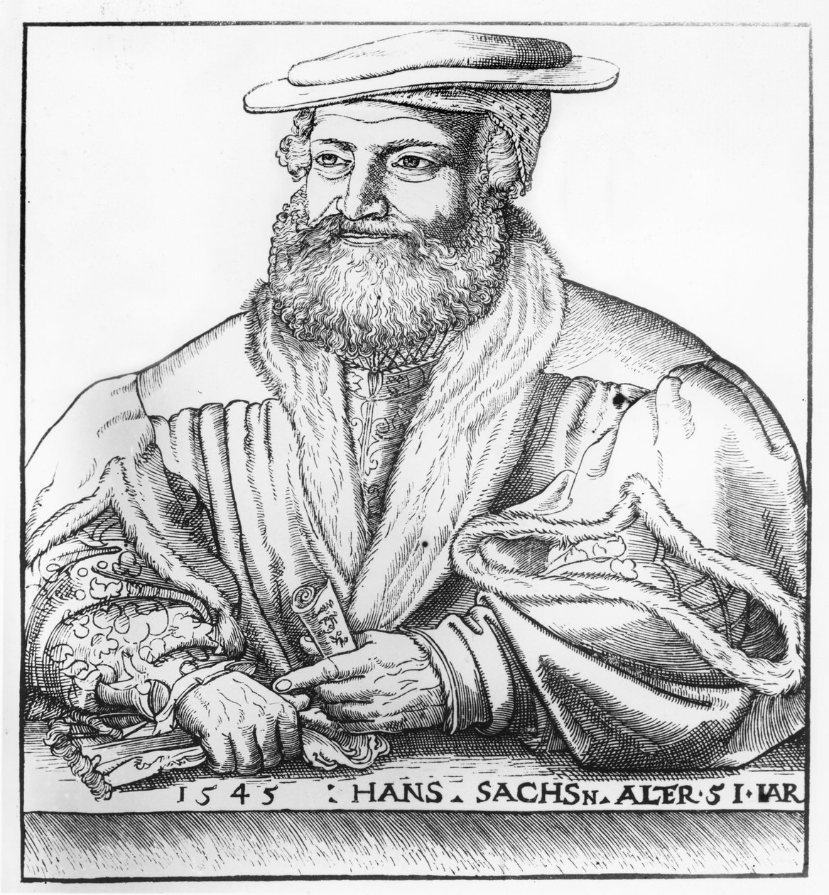 Portræt af Hans Sachs, 1545 af Hans Brosamer