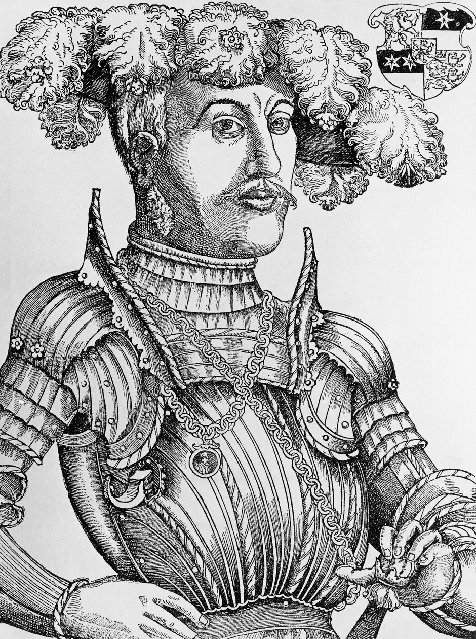 Portræt af Philip I, Landgrave of Hessen, kendt som Magnanimous (1504-1567), gravering af Hans Brosamer (1495-1554) af Hans Brosamer