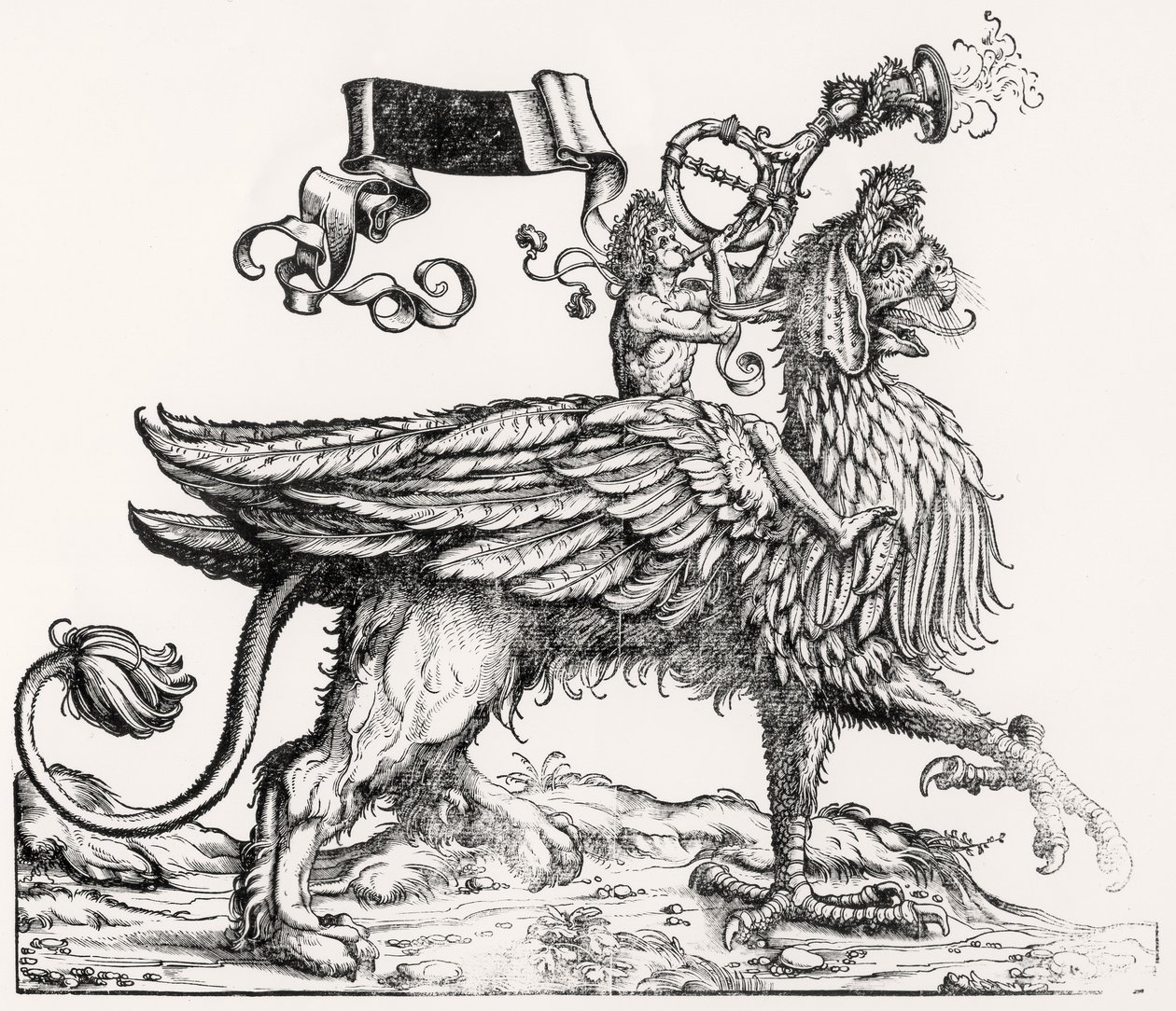 A Mounted Griffin, fra Maximilians Triumphal Procession, ca. 1516-18 af Hans Burgkmair