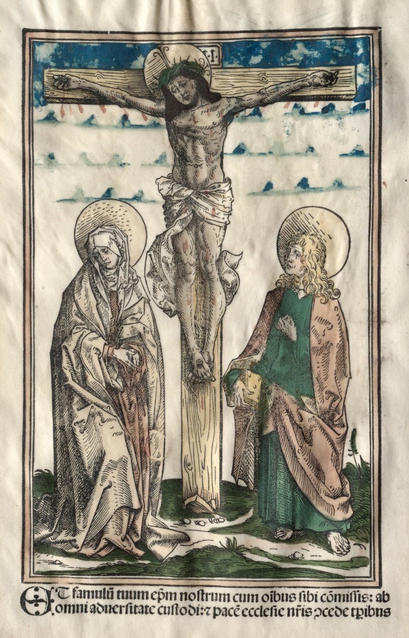 Kristus på korset mellem Maria og Johannes, 1502. af Hans Burgkmair