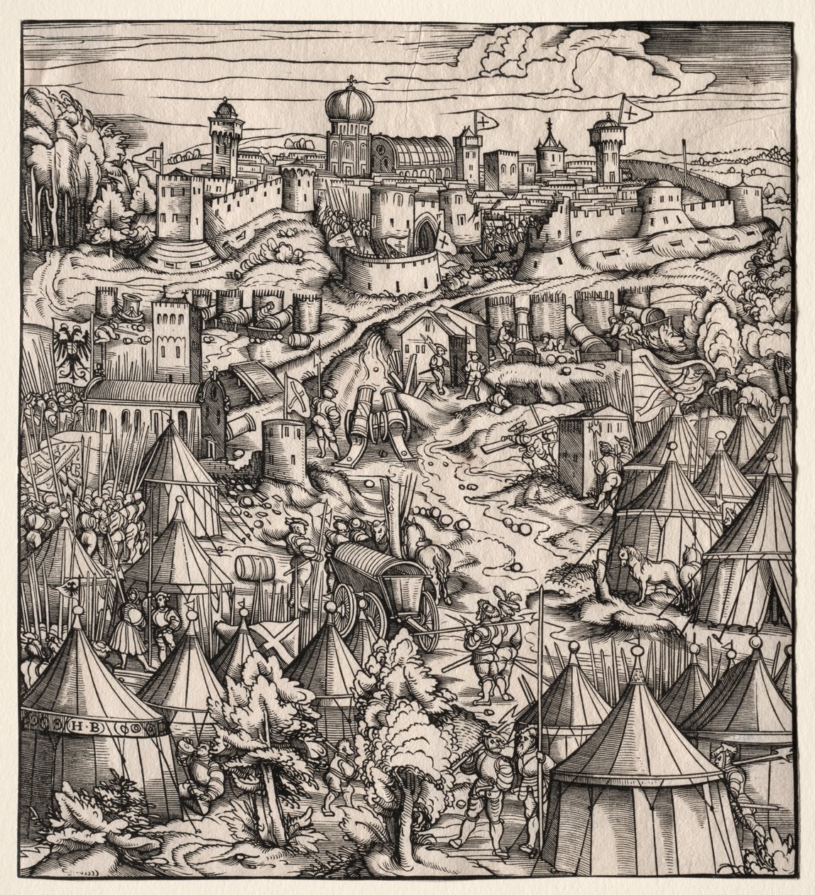Der Weisskunig (Den hvide konge): Belejringen af Padova af Hans Burgkmair