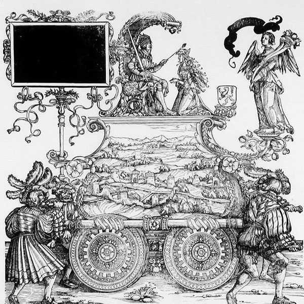 Scene fra Maximilians triumftog, ca. 1516-18 (træsnit) (s/h foto) af Hans Burgkmair