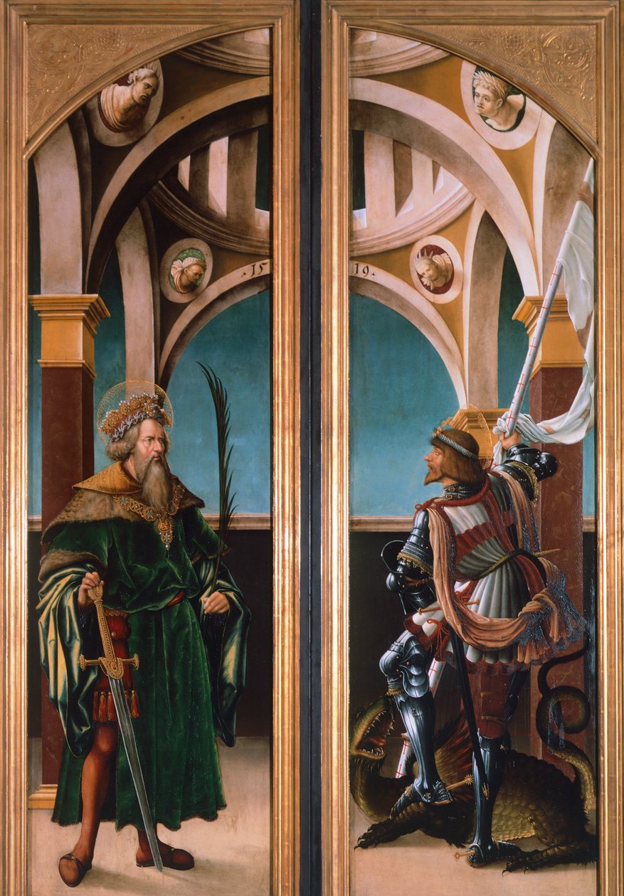 St. Sigismund og St. George, detalje fra døre til et triptykon fra korsfæstelsen af Hans Burgkmair