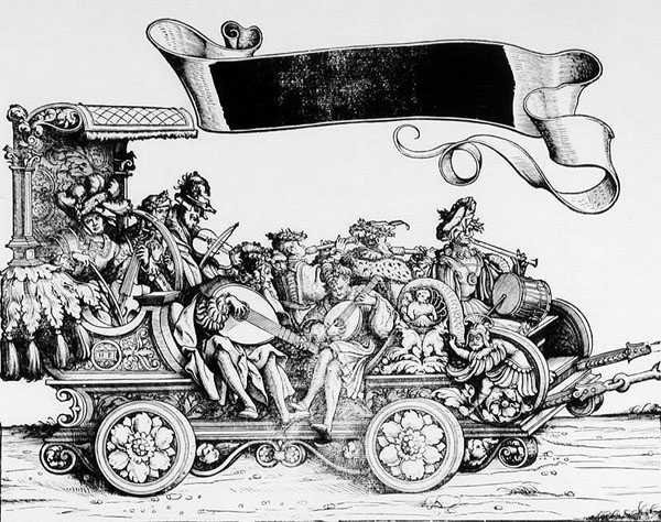The Musical Entourage, fra Maximilians Triumfoptog, ca. 1516-18 af Hans Burgkmair