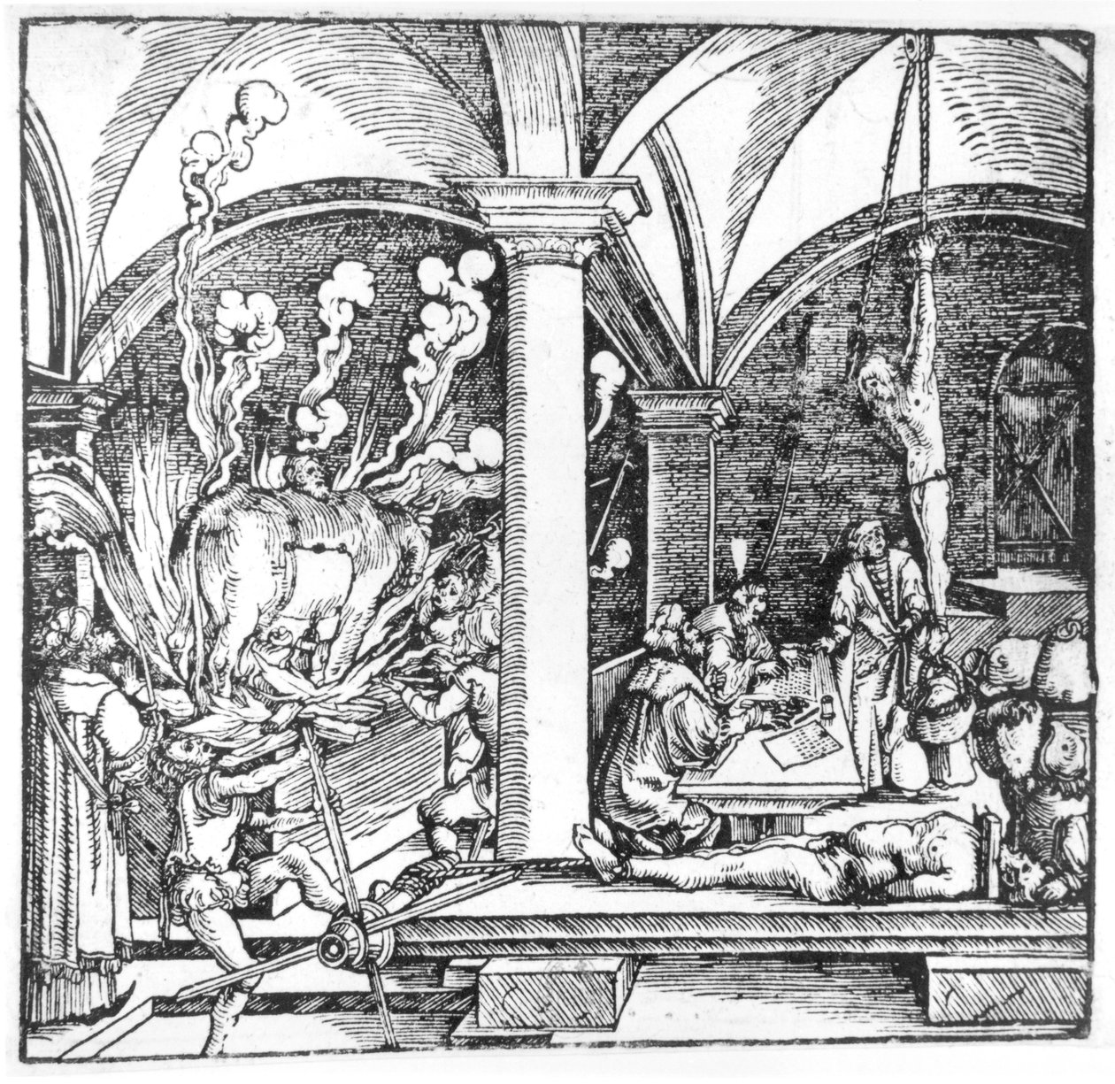 The Questioning, illustration fra en bog af Cicero Teutsch, Augsbourg, 1533 af Hans Burgkmair