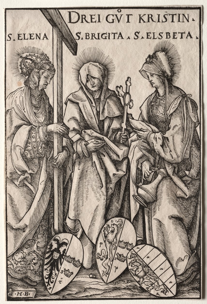 De tre kristne heltinder: Saints Helen, Bridget og Elizabeth af Hans Burgkmair