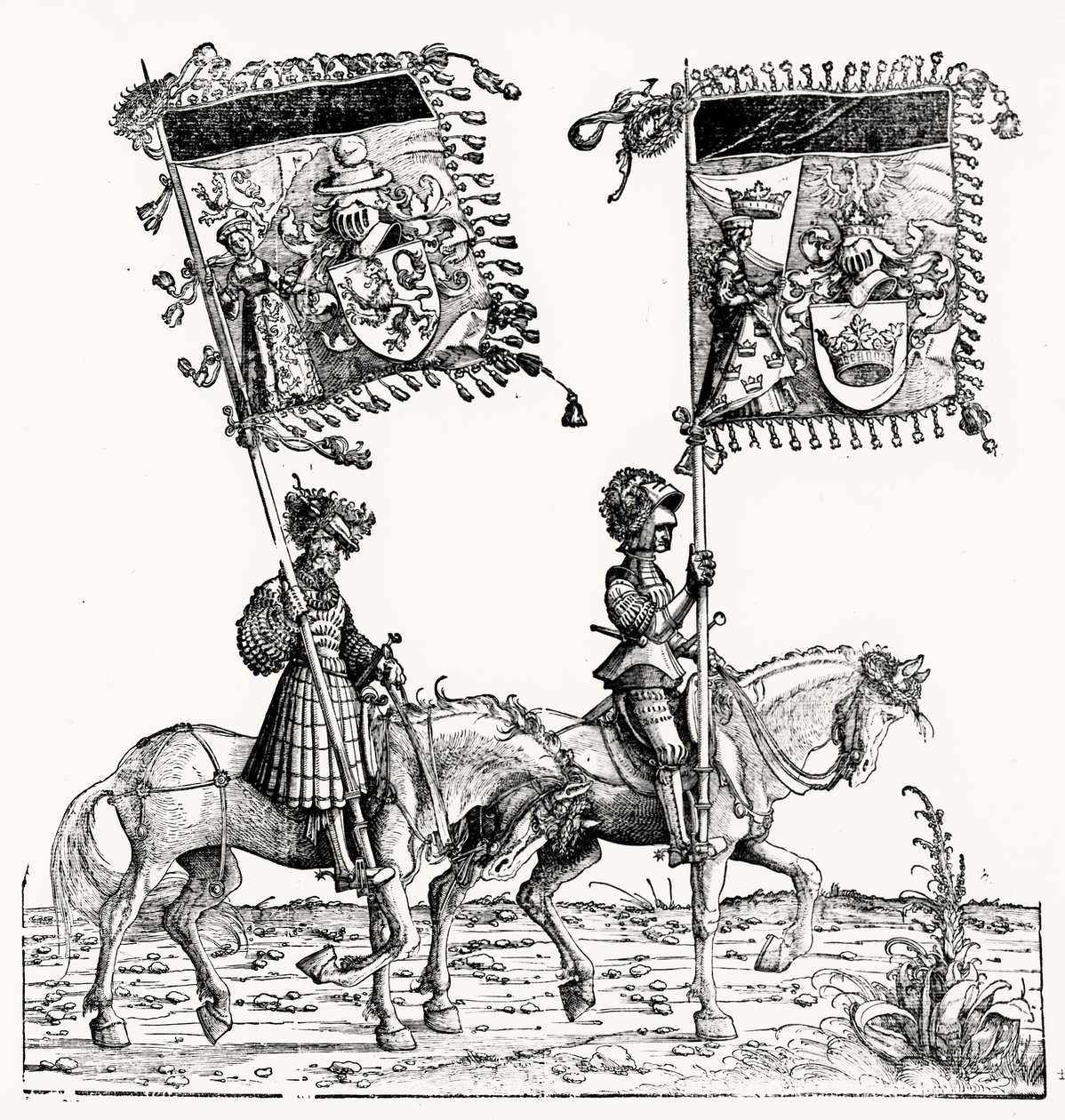 To beredne riddere, fra Maximilians triumftog, ca. 1516-18 af Hans Burgkmair