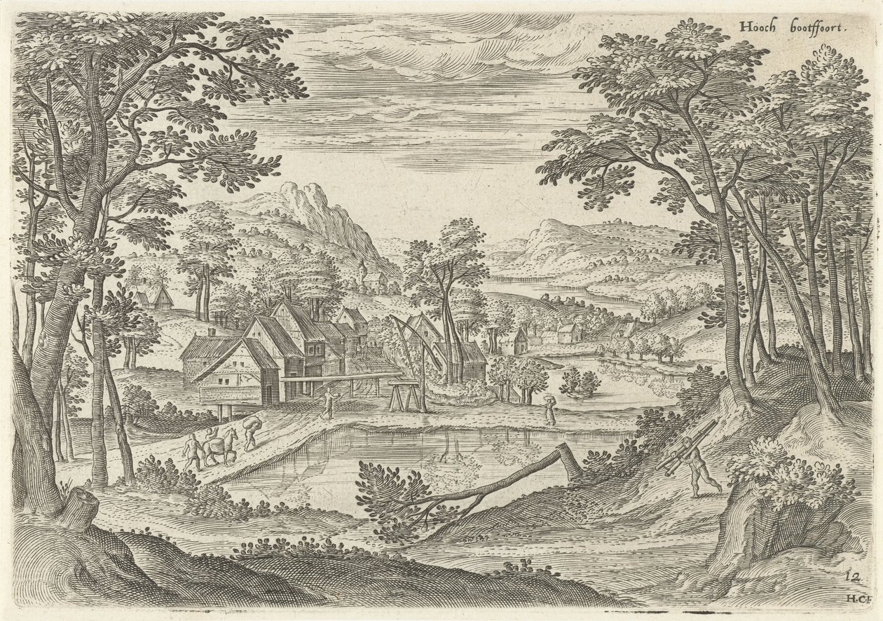 Udsigt over Bosvoorde Hooch bootffort (titel på objekt) Seværdigheder fra Bruxelles-området (serietitel) af Hans Collaert (I)