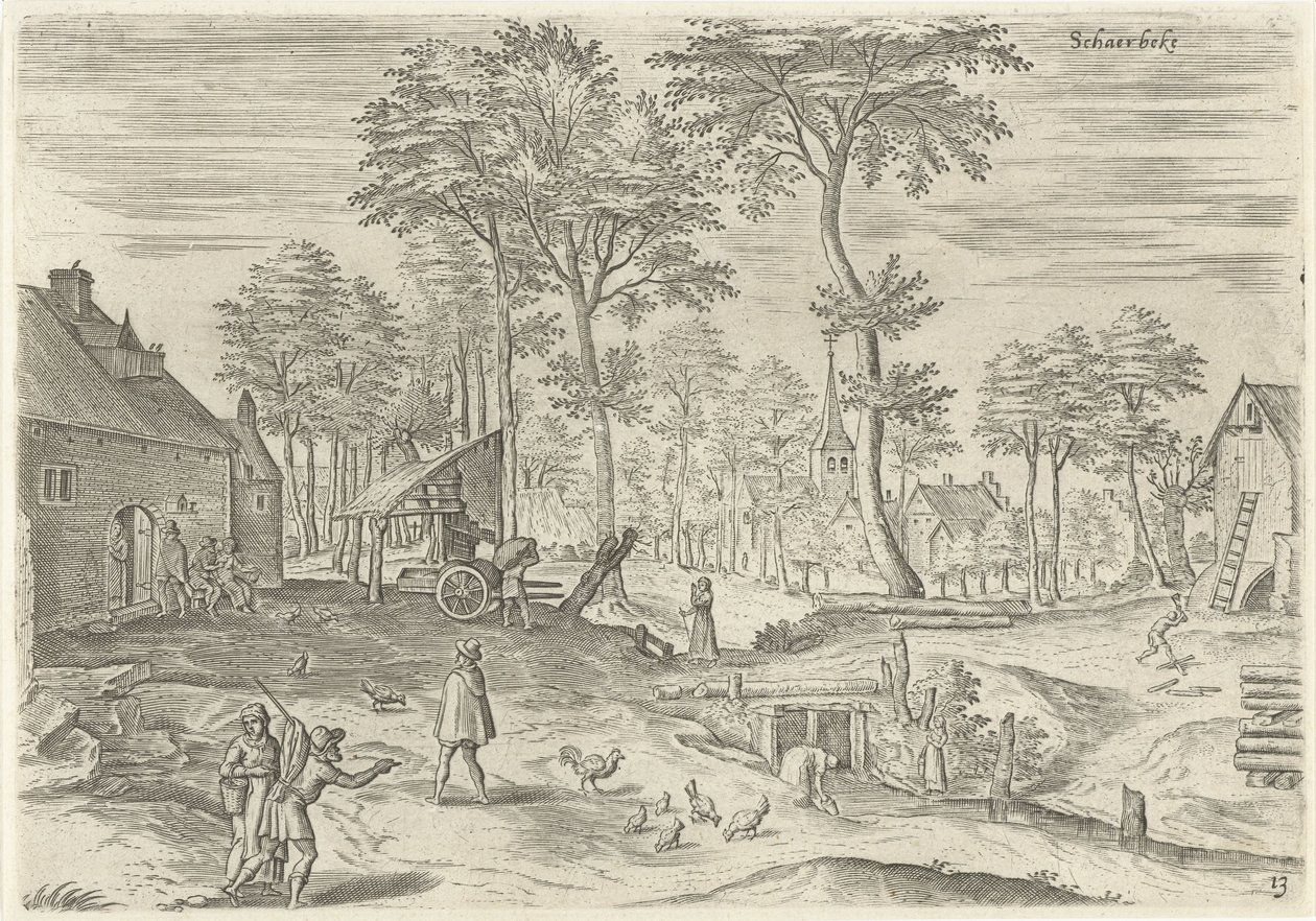 Udsigt over Schaerbeek Schaerbeke (titel på objekt) Seværdigheder fra Bruxelles-området (serietitel) af Hans Collaert (I)