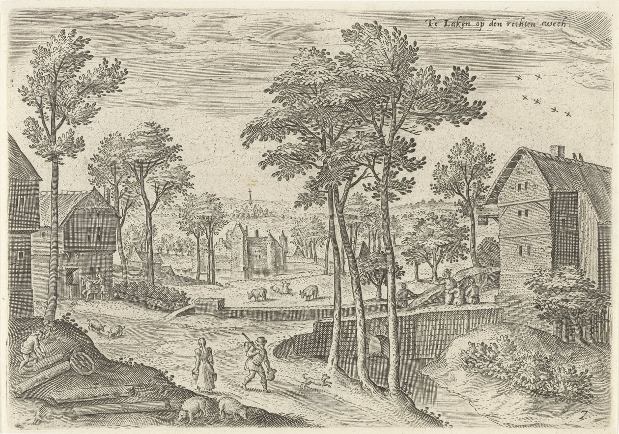 Udsigt over hovedgaden i Laken I Laeken om rettighederne wech (titel på objekt) Seværdigheder fra Bruxelles-området (serietitel) af Hans Collaert (I)