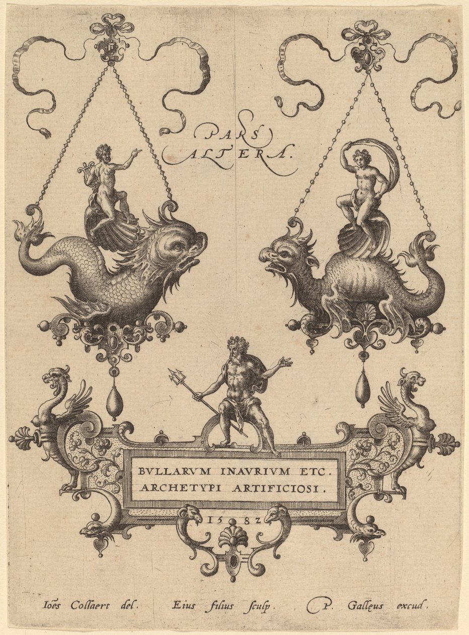 Titelplade med designs til vedhæng af Hans Collaert the Elder