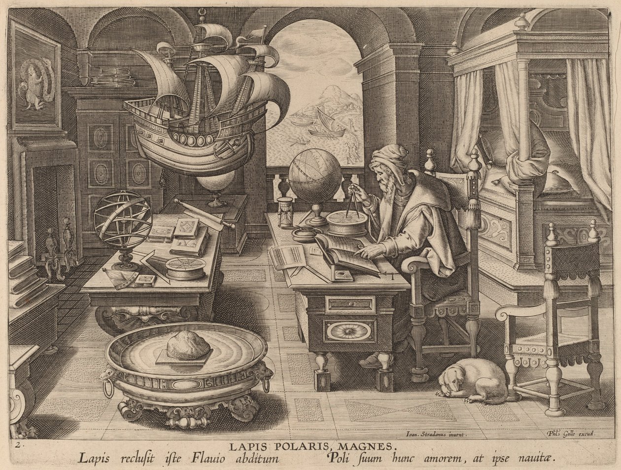 Lapis Polaris, Magnes (The Lodestone, The Magnet) af Hans Collaert the Younger after Jan van der Straet