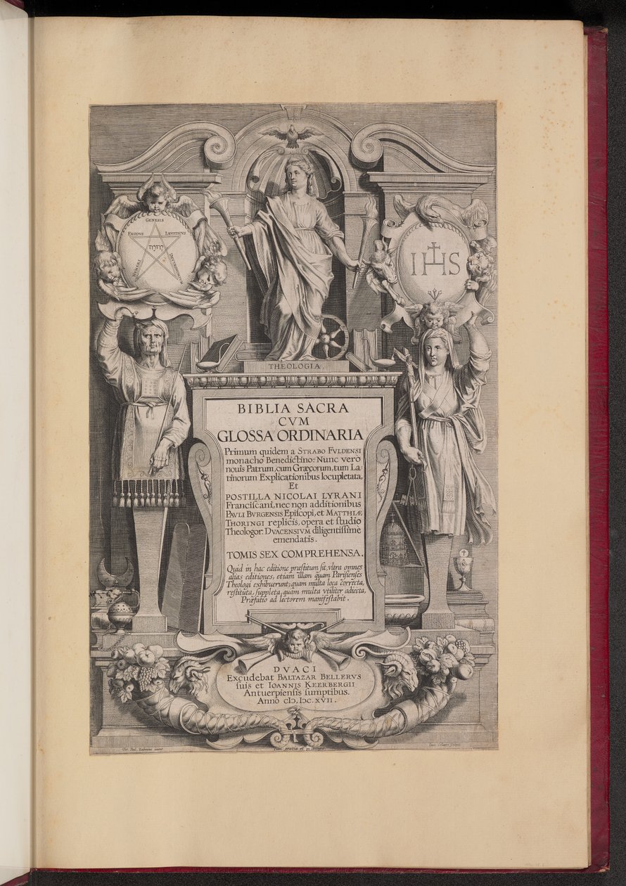 Titelblad til Biblia Sacra Cvm Glossa Ordinaria af Hans Collaert the Younger after Sir Peter Paul Rubens