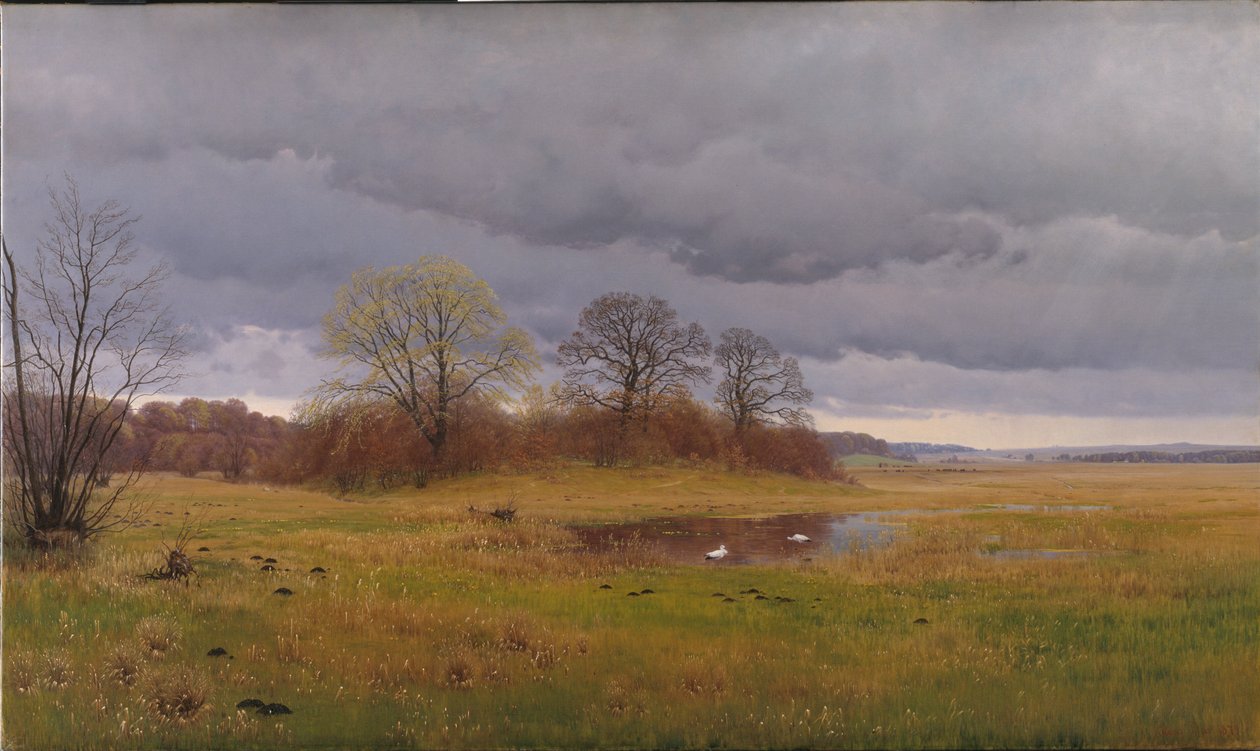 Forårslandskab med regnbyger. Sydsjælland af Hans Friis