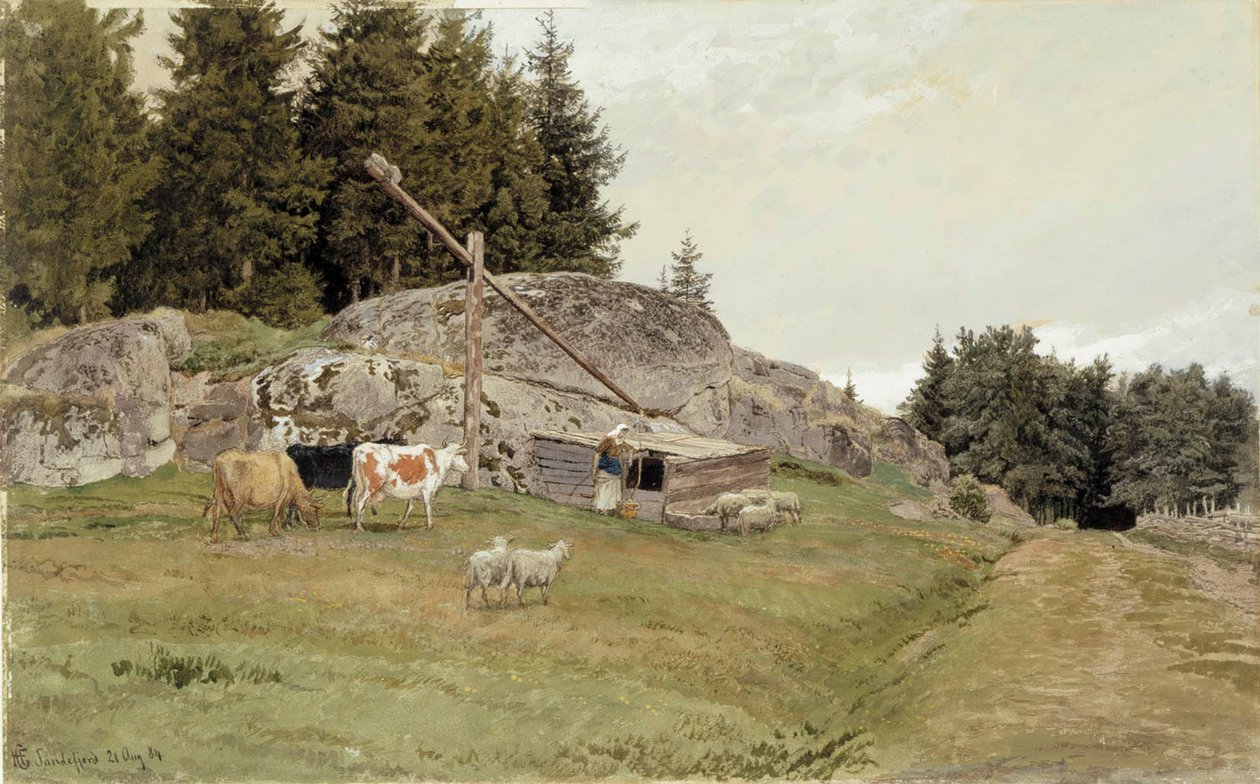 Landskab fra Sandefjord af Hans Gude