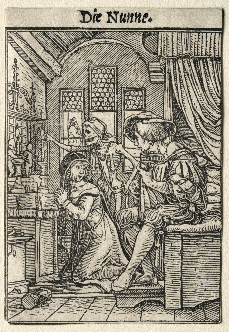 Dødedansen: Nonnen. af Hans Holbein